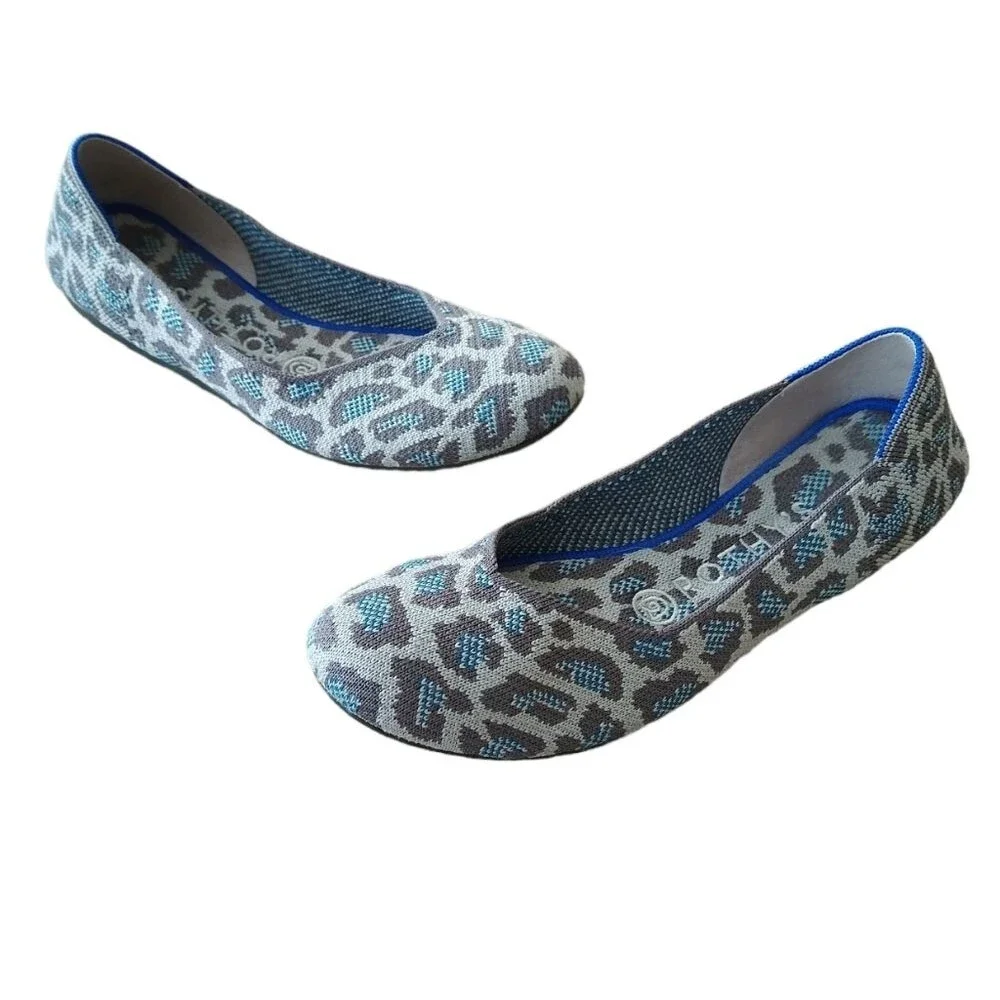 Rothys The Flats in Spotted Leopard Grey/Blue